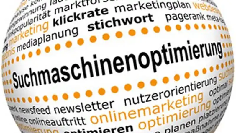 Bild mit Begriffen zu Onlinemarketing. Link zu der Webseite Onlinemarketing